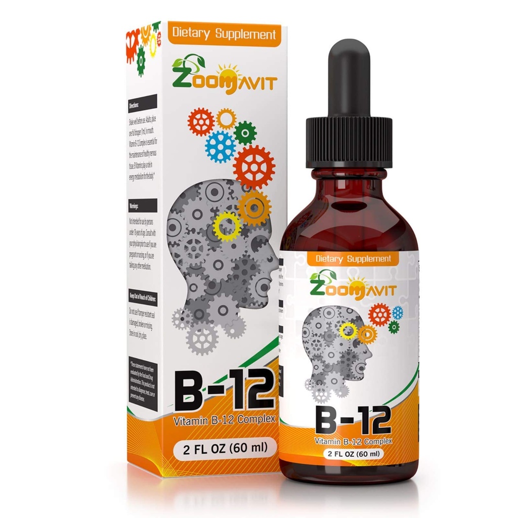 Vitamín B komplex kvapky s rýchlou absorpciou - Super B tekutý komplex Vitamíny B2, B3, B5, B6 a B12 - Prírodná energia Boost, duševné zameranie a zdravý imunitný systém