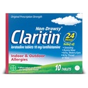 Claritin 24 HR Non Drowsy Alergy Medicine, Loratadin antihistaminiká tablety, 10 Ct