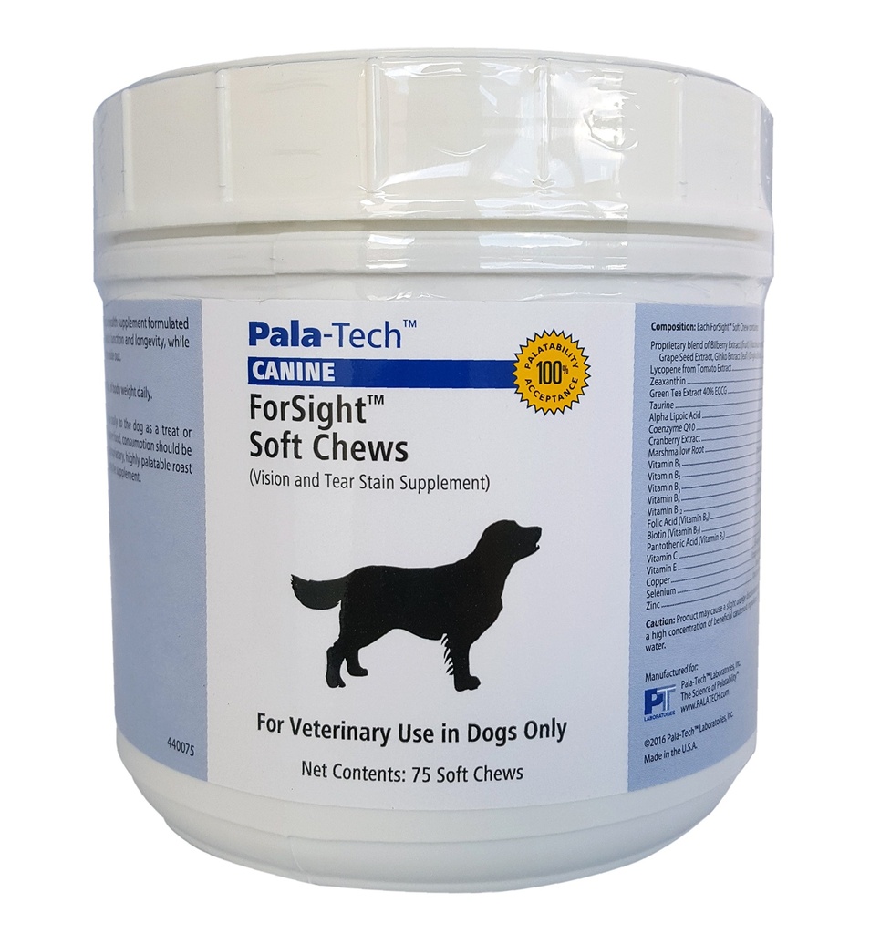 PalaTech Canine Forsight Petite Soft Chews - Tear Stain Chews pre psov - Psie Eye Supplement - podporuje zdravie očí - ideálne pre liečbu psov infekcie očí