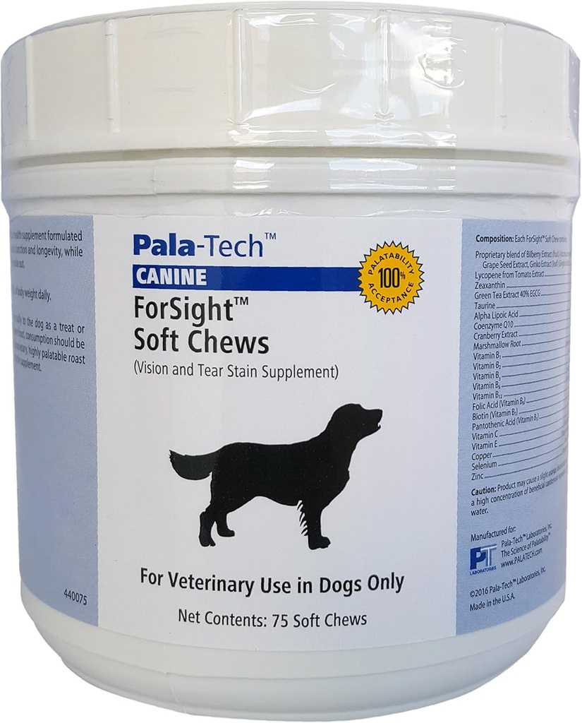PalaTech Canine Forsight Petite Soft Chews - Tear Stain Chews pre psov - Psie Eye Supplement - podporuje zdravie očí - ideálne pre liečbu psov infekcie očí