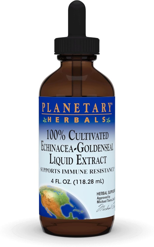 Planetárne byliny 100% pestované Echinacea-Goldenseal Extract, 4 oz