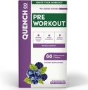 Quench Pre Cvičenie pre mužov a ženy šumivé tablety - Boosts Energy & Focus with L-Arginín, Natural Caffeine - Podporuje riadenie hmotnosti a hydratáciu - Vegan, Keto, Soy-Free 60 Počet