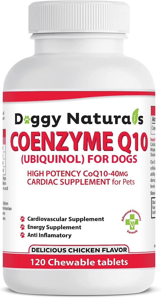 Coenzyme Q10 High Potency COQ10-40mg UBIQUINOL for Dogs (120 Tabs) Made in U.S.A. CoQ10 for Dogs