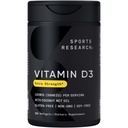 Športový výskum® Vitamín D3 w/Coconut MCT olej - vysoká potencia vitamín D3 5000iu (125mcg) Doplnok pre imunitnú a kostnú podporu - Seed Oil Free - Non-GMO - Gluten Free (360 Tekuté Softgels)