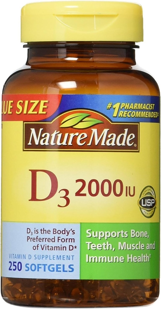 Nm Vit D 2000iu veľkosť 250ct príroda vyrobený vitamín D 2000iu 250ct