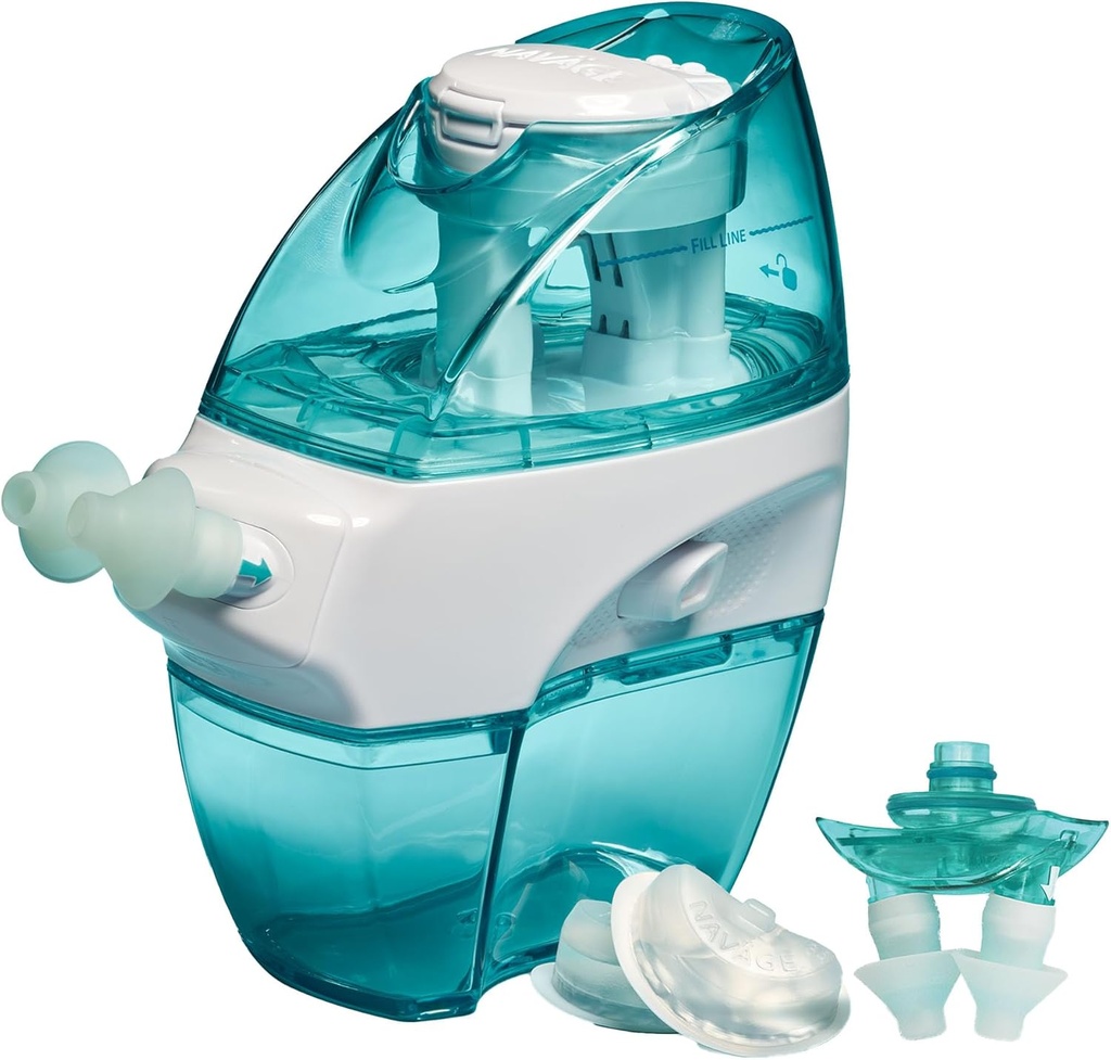 Navigačný systém proti zavlažovaniu - Saline Nasal Rinse Kit s 1 čističom nosa, 30 soľnými podperami a extra nosnými dokmi a párom nosových vankúšov