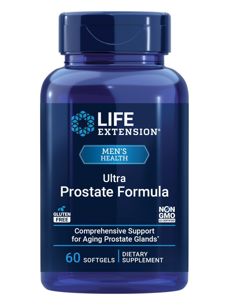 Life Extension Ultra Prostate Formula, Saw Palmetto pre mužov, pygeum, piting Nettle Root, lykopén, prostaty zdravie, močový tok, PSA, non-GMO, Gluten-free, 60 softgels