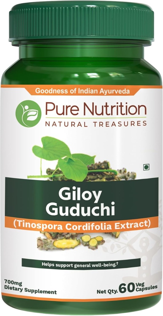 Pure Nutriton Giloy Guduchi Extract 700 mg Kapsula. (Ekvivalentná až 5200 mg Giloy prášok). Non GMO 