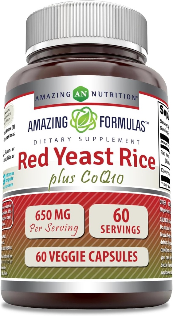 Amazing Formulates Red Kvasinky ryže 600 Mg Plus Coq10 50 Mg 