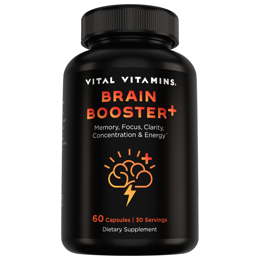 Vital Vitamíny Nootropic Brain Supplement Plus - pre pamäť, zameranie, koncentrácia, Neuro energia, jasnosť - s liónovou hríbom - 60 kapsúl