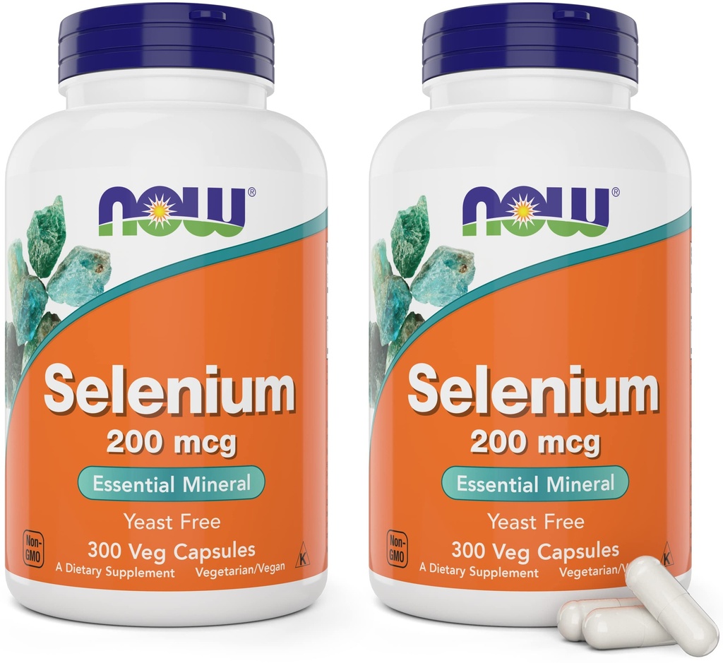 Teraz Selénium 200mcg Kapsule, 300 gróf (Pack of 2) - L Selenometionín Minerálny doplnok pre ženy a mužov - Veg Caps, non-GMO, Vegan Friendly, kvasinka-free