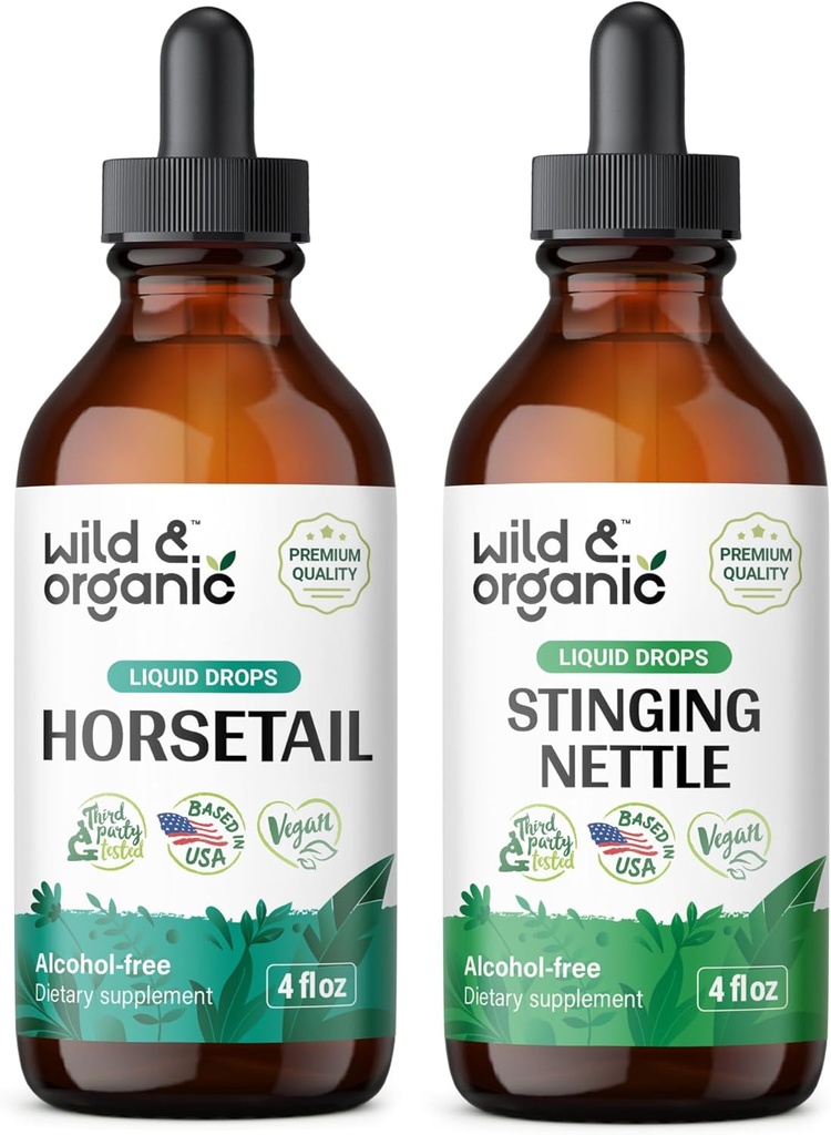 Wild & Organic Horsetail Tinture 4 fl oz & Stinging Nettle Root Tinture 4 fl oz