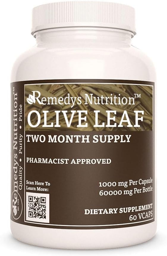 Remedy je výživa Olive Leaf 1 000 mg, 60 Vegan Kapsule bylinné diétne doplnky