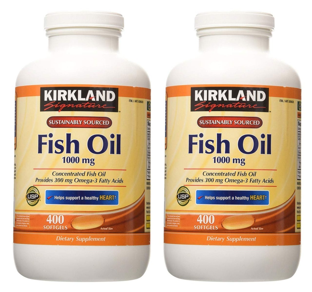 Kirkland Signature hgar Fish Oil Concentration 2 Balenie, 400 Počet (Pack of 2)