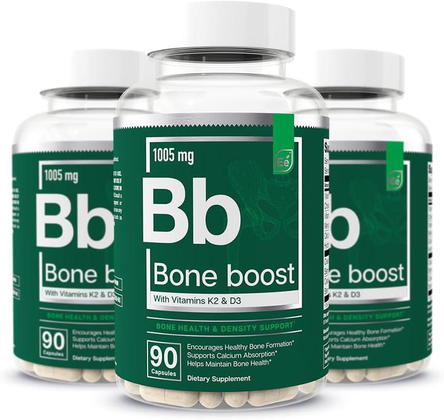 Essential Elements Bone Boost Health Supplement - Bone Support and Calcium Supplement with Vitamin D 3, K2, Cissus Quadrangularis for Bone Strength - 270 Kapsule (90 Day Supply) (3-Pack)