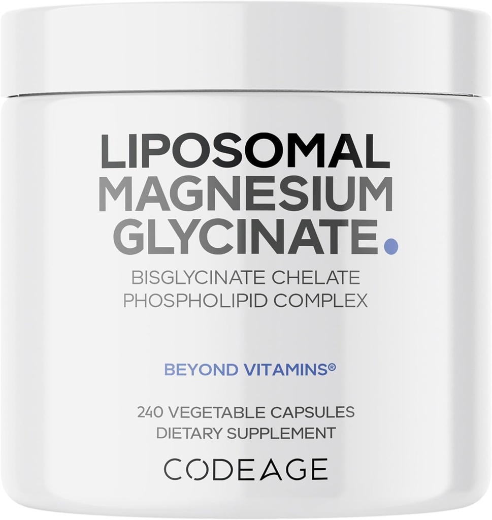 Codeage Lipozomal Magnézium Glycinát Supplement, 2-Month Supplement, Bisglycinát Magnézium Chelát, Súvisiace magnézové minerálne pilulky, BioPerene Black Pepper Vitamíny Kapsule, non-GMO Vegan, 240 ot