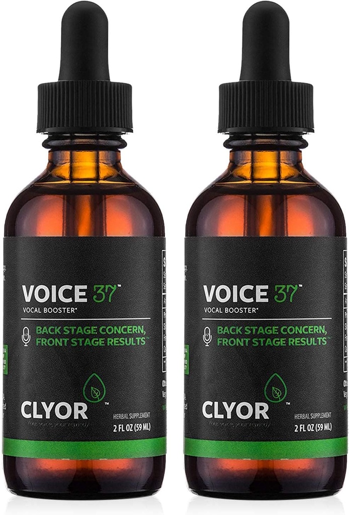 CLYOR Voice37 - Singers Voice Remedy - 2 Balíček Všetky prírodné bylinné hlasové posilňovacie Formula Lubricate Soothe a uľaviť horseness suché svrbenie hrdla - Zvýšiť spievanie a hovorenie - 2 oz - VOICE37