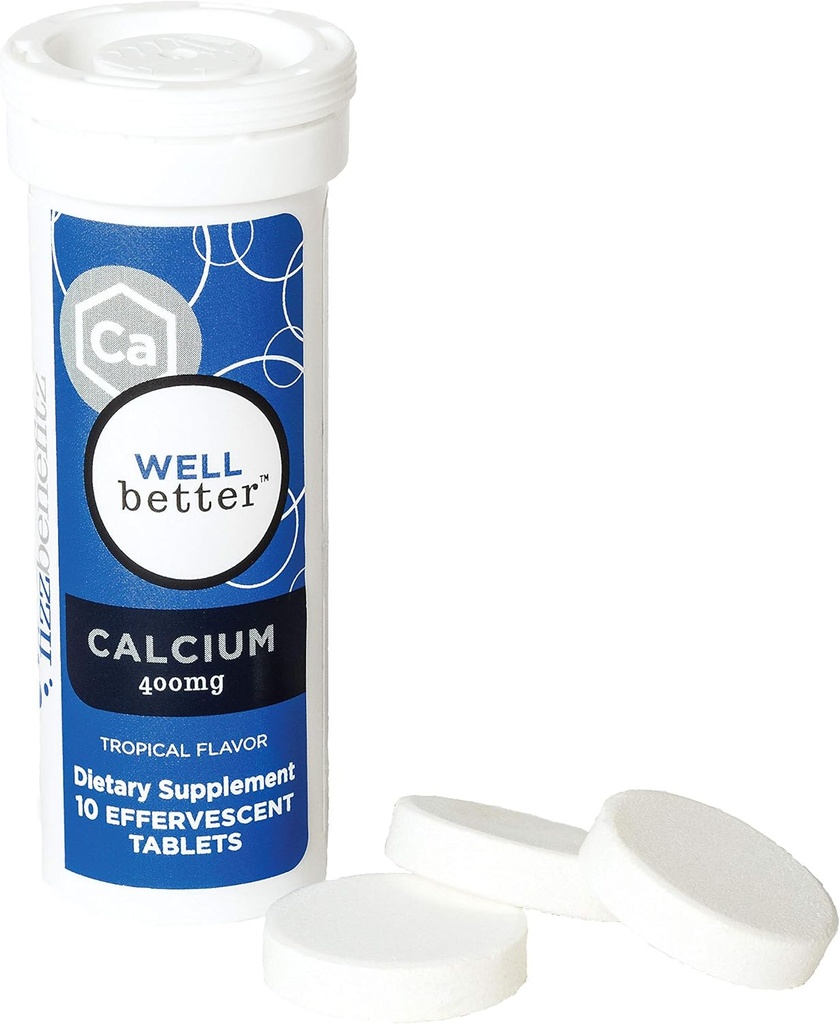 uhličitan vápenatý riešiteľný doplnok s Tropical chuť - 400mg tablety uvoľnenie ako prášok vo vode - ideálne pre ľudí bojujúce s pilulkou prehltnutie (3 rúrky)