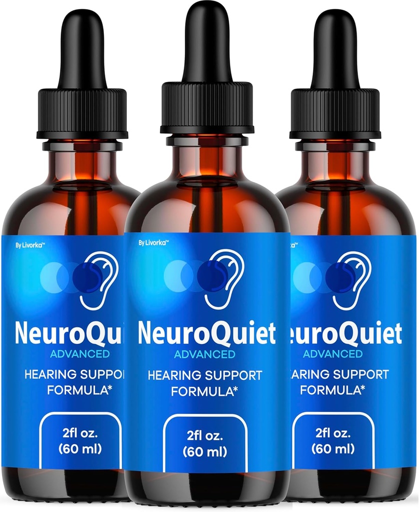 (3 Pack) NeuroQuiet Drops - Official NeuroQuiet Daily Hearing Support All Natural Clean Liquid Advanced Formula for Ear Health, Auditory Clarity & Inner Ear Balance Reviews, 3 Bottles for 3 Months