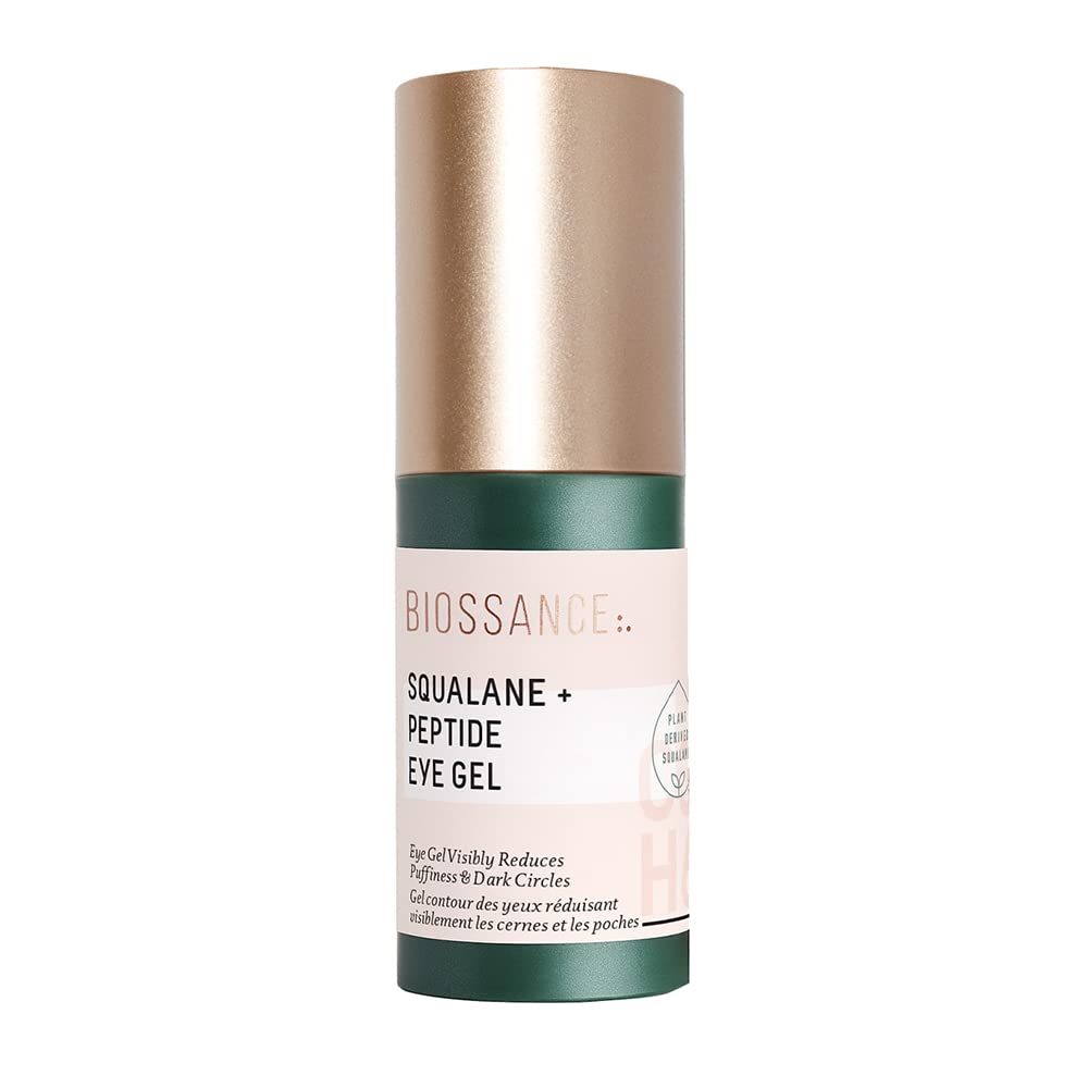 Biosance Squalan + Peptide očný gél - Ultra-Hydrating pod očný krém - Znižuje opuch a tmavé kruhy - Očné vrásky Oprava Hydratačné - Proti starnutiu a hydratácii, deň a noc krém - 0.5oz