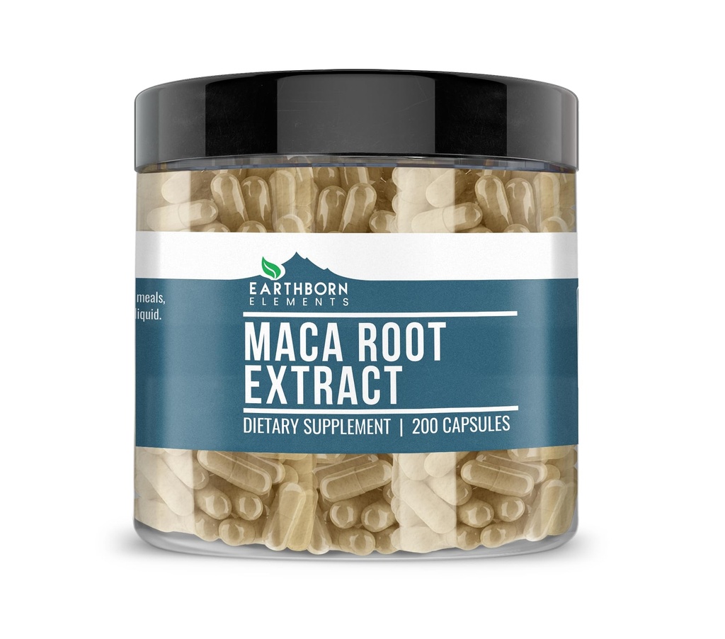 Pozemné prvky Maca Root Extract 200 kapsúl, čisté a nezriedené, žiadne doplnkové látky