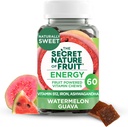 Tajomná povaha ovocnej energie žuvačky, skutočné ovocné poháňané vitamíny žuvačky s vitamínom B12, železo, Ashwagandha, melón a guava pre dlhotrvácnu energiu (60 počet), ružová