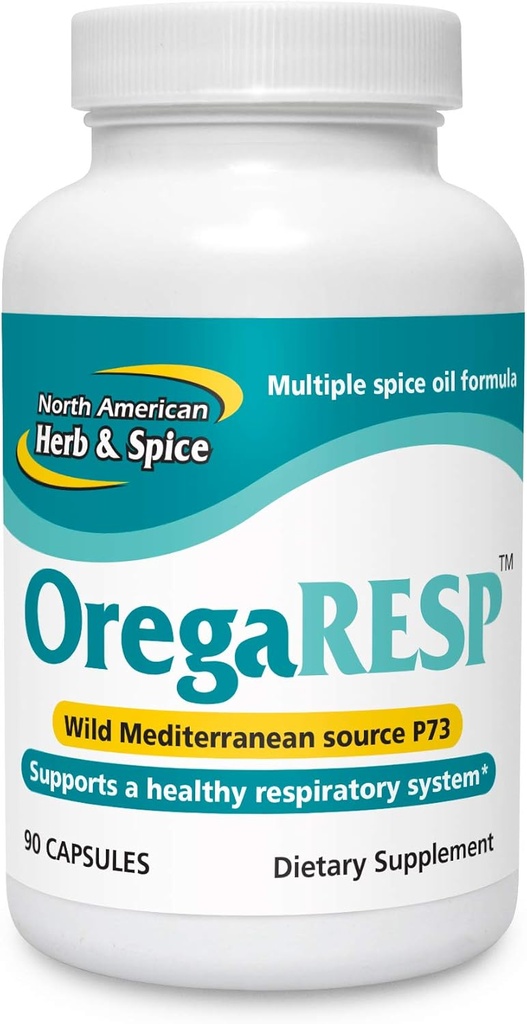 North American Herb & Spice OregaResp - 90 Veggie Kapsule - Immune & Respiratory Health - Cumin, Sage, Oregano Oil - Sejf pre deti a domácich miláčikov, Non-GMO - 90 Celkové služby