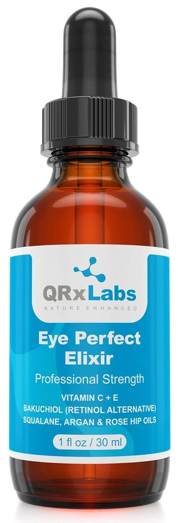 Eye Perfect Elixir - s Bakuchiol (Retinol Alternatíva), Pure Argan a Rosehip Oils, Squalan, Vitamín C & E - Najlepšie anti-Aging liečba sérum pre tašky, opuchy, vrásky, Vrana nohy
