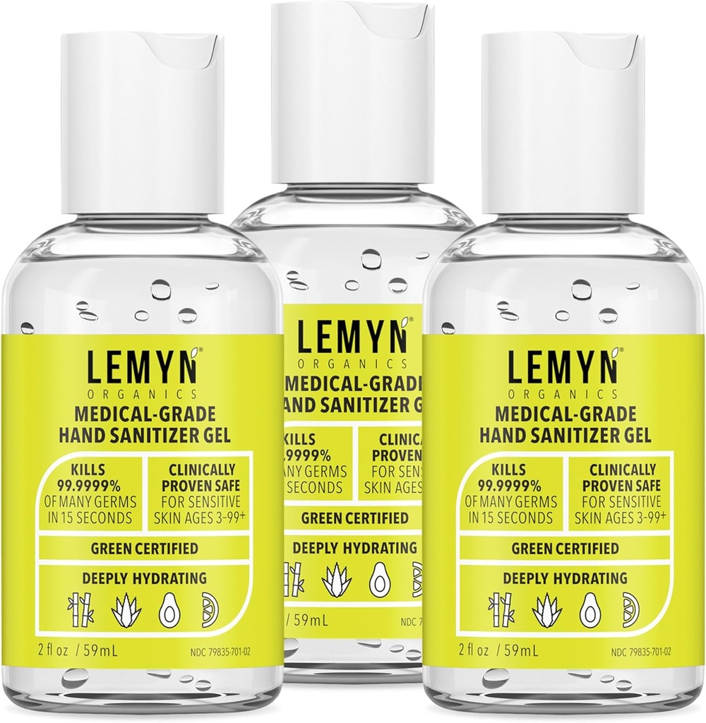 Zdravotnícky sanitačný gél na ruky - 97% ORGANICKÝ - 2 FL.OZ. BALENIE PO 3