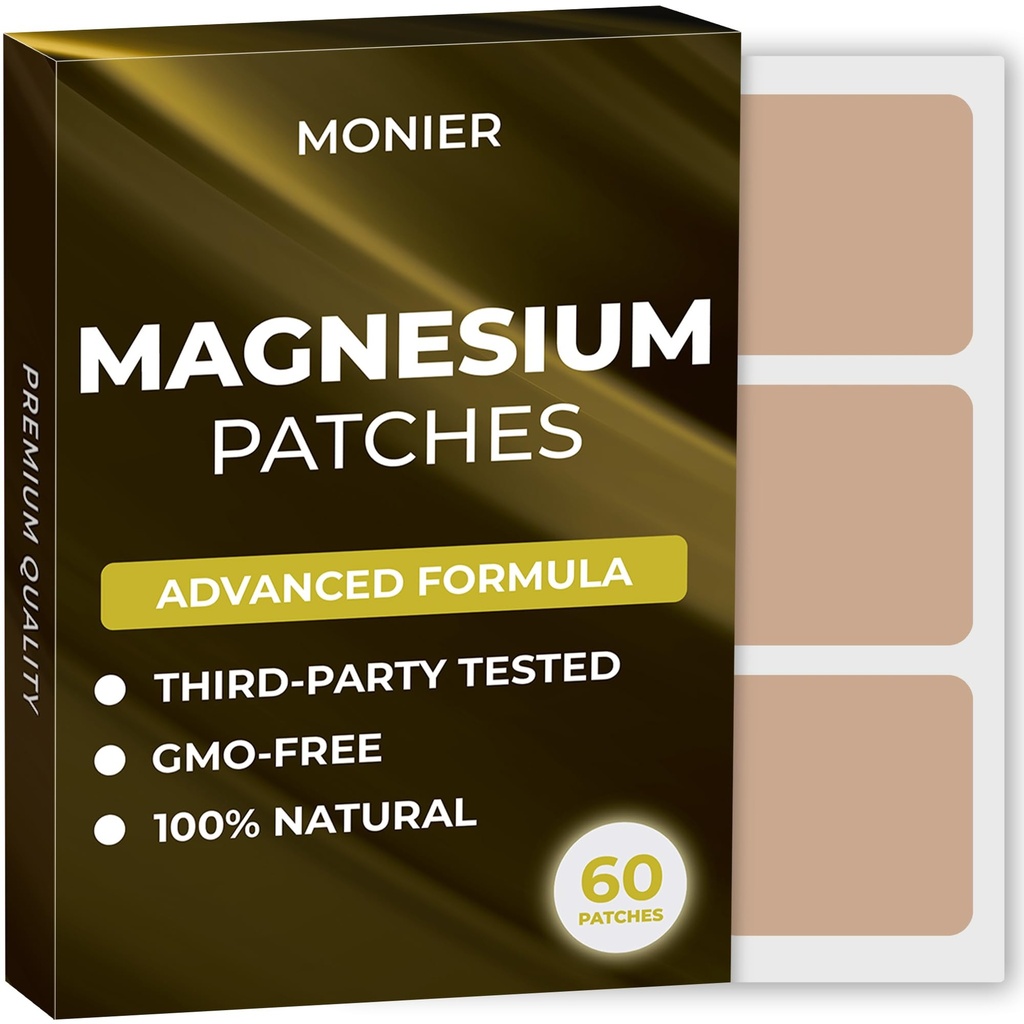 Magnézium záplaty (Pack of 60) - 100% Natural Patch for Women and Men - s vápnikom - svalovina a kosti podporu, upokojujúce - Vylepšený vzorec