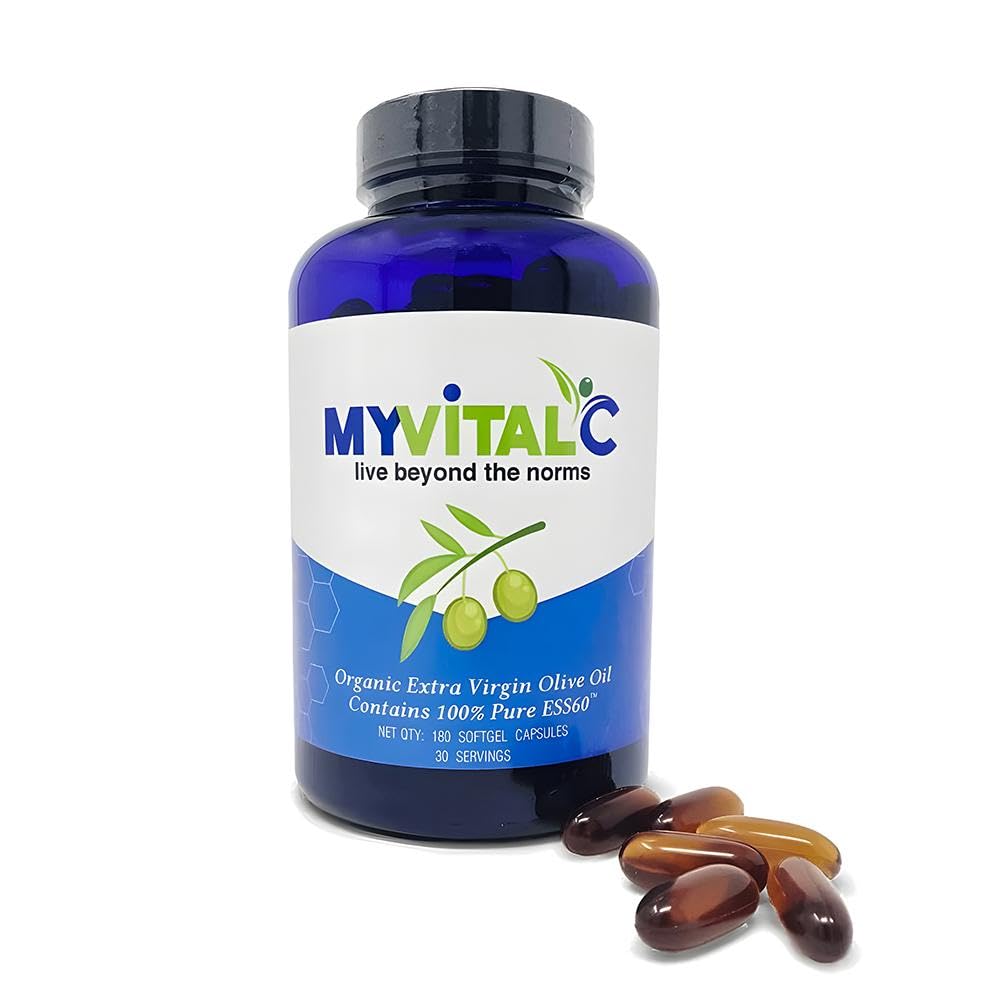 MyVitalC Pure ESS60 Extra panenský olivový olej Softgel kapsuly - vysoká sila Antioxidant doplnok s čistým olivovým olejom - perorálne doplnok - doplnky pre mužov a ženy - 180 Softgels