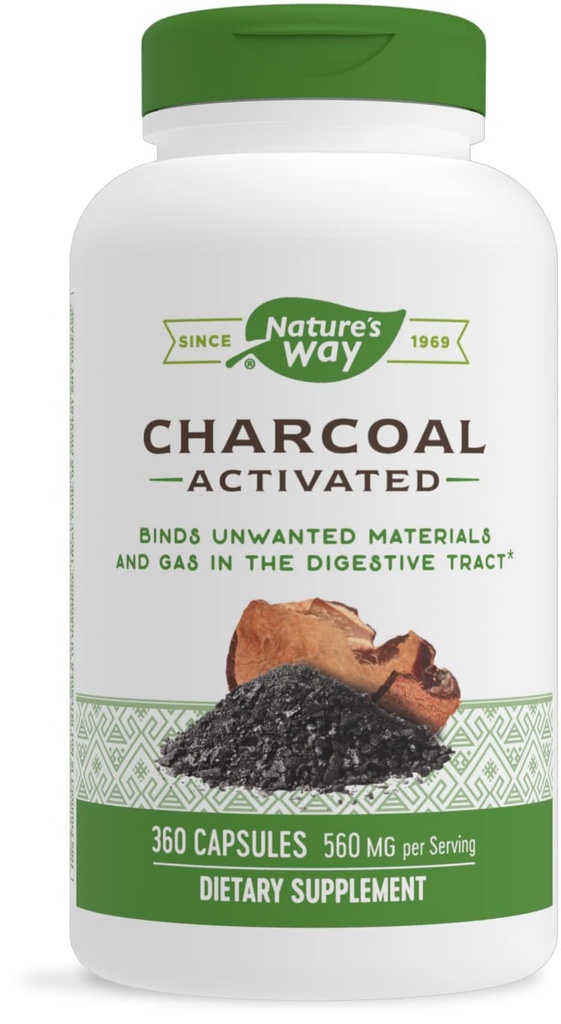 Prírodná cesta Aktivovaná Charcoal, Binds Nežiaduce materiály a plyn v trávnatom trakte*, 560 mg na 2-kapsulový servis, 360 kapsúl (Packaging May Vary)