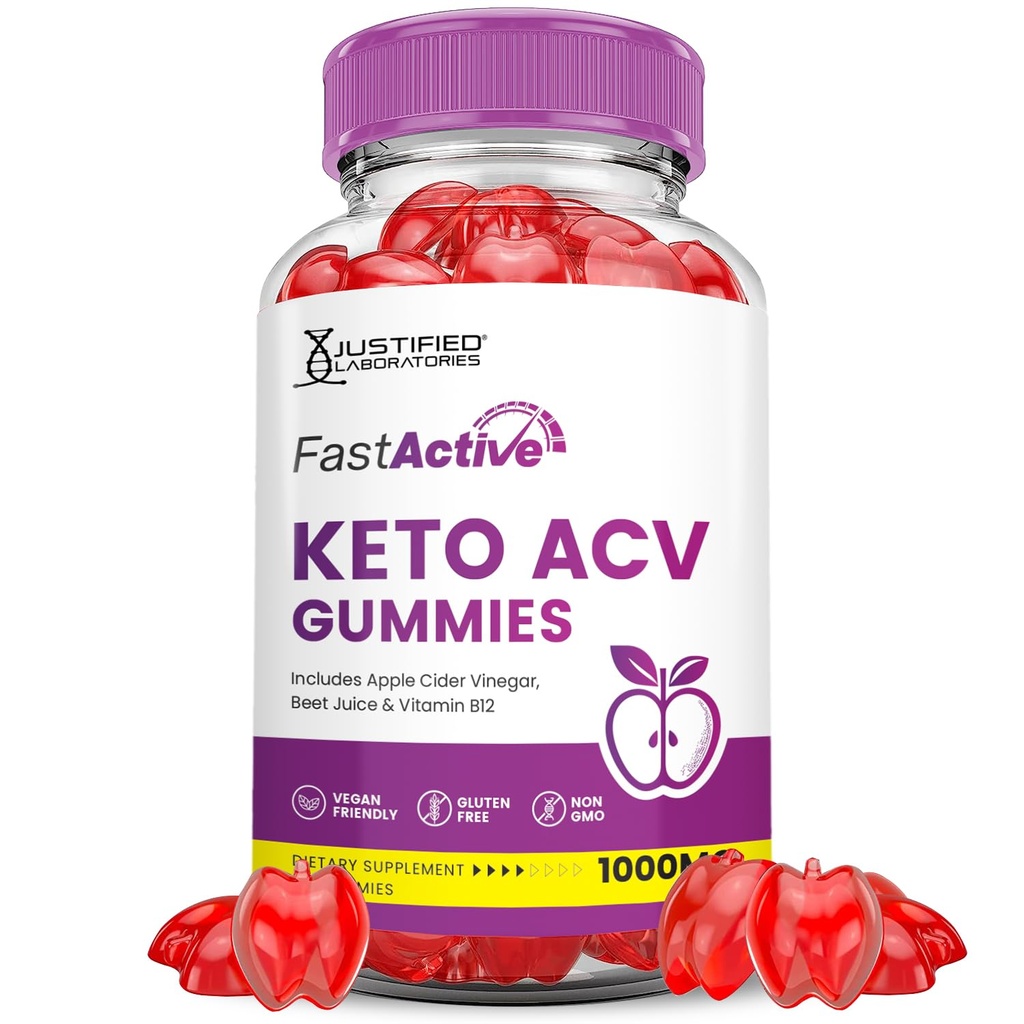 Fast Active Keto ACV Gummies Advanced Formula 1000MG Rýchle Keto Gummies Ocot Apple Cider Formulovaný s Pomegranate Beet Juice Powder B12 Vegan Non GMO 60 Gummy