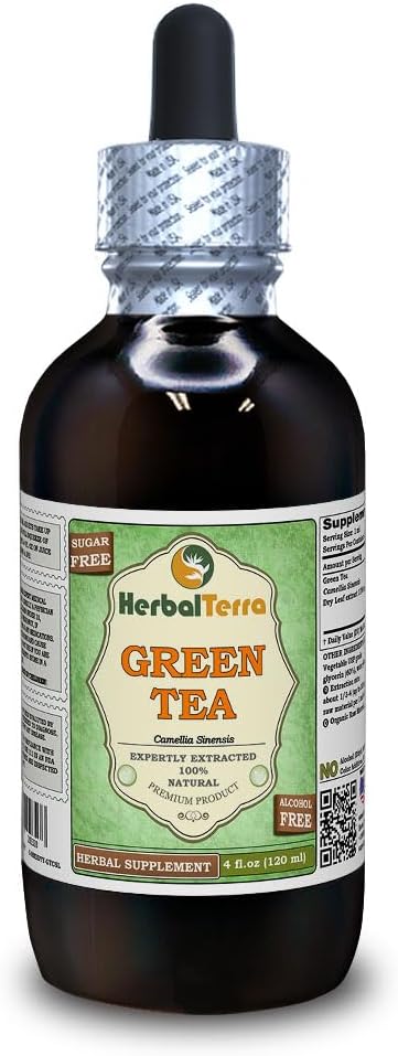 Zelený čaj (Camellia Sinensis) Glycerit, organické sušené listy bez obsahu alkoholu tekutý extrakt (názov brada: bylinný terasa, hrdo vyrobené v USA) 4 fl.oz (120 ml)