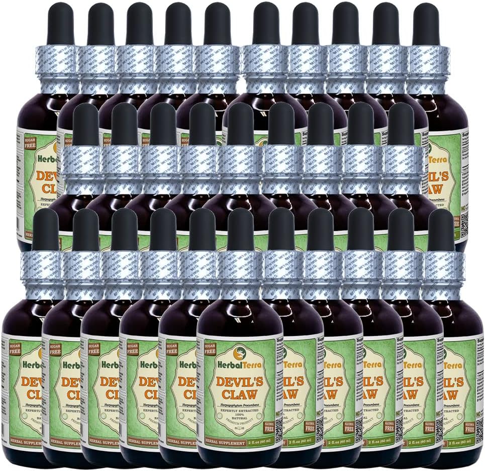 Diablov šalát (Harpagophytum Procumbens) Glycerit, organický sušený koreň tekutého extraktu bez obsahu alkoholu (názov rastliny: HerbalTerra, hrdo vyrobené v USA) 30x2 fl.oz (30x60 ml)