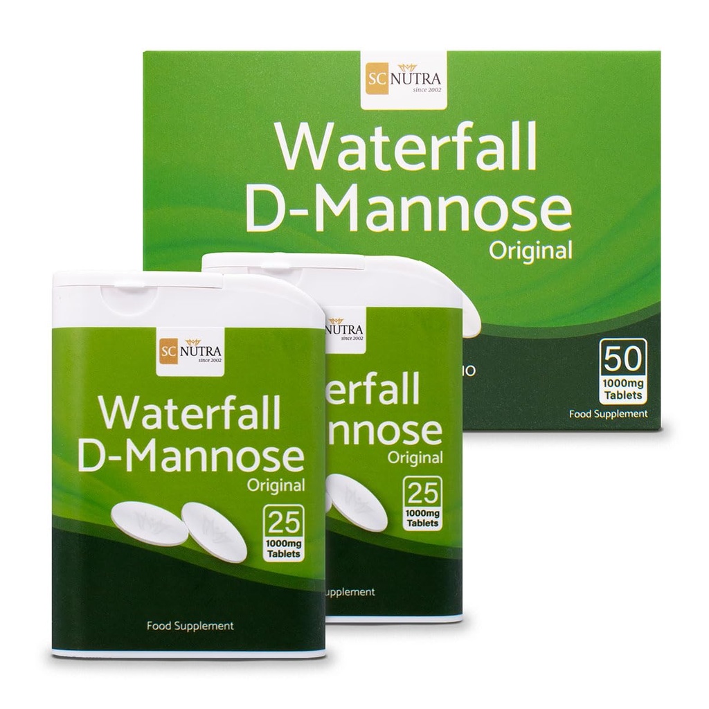 D-Mannose tablety 1000mg - Vodopád D-Mannose pochádza prirodzene z Birch - 50 tabliet - SC Nutra (Sweet Cures)