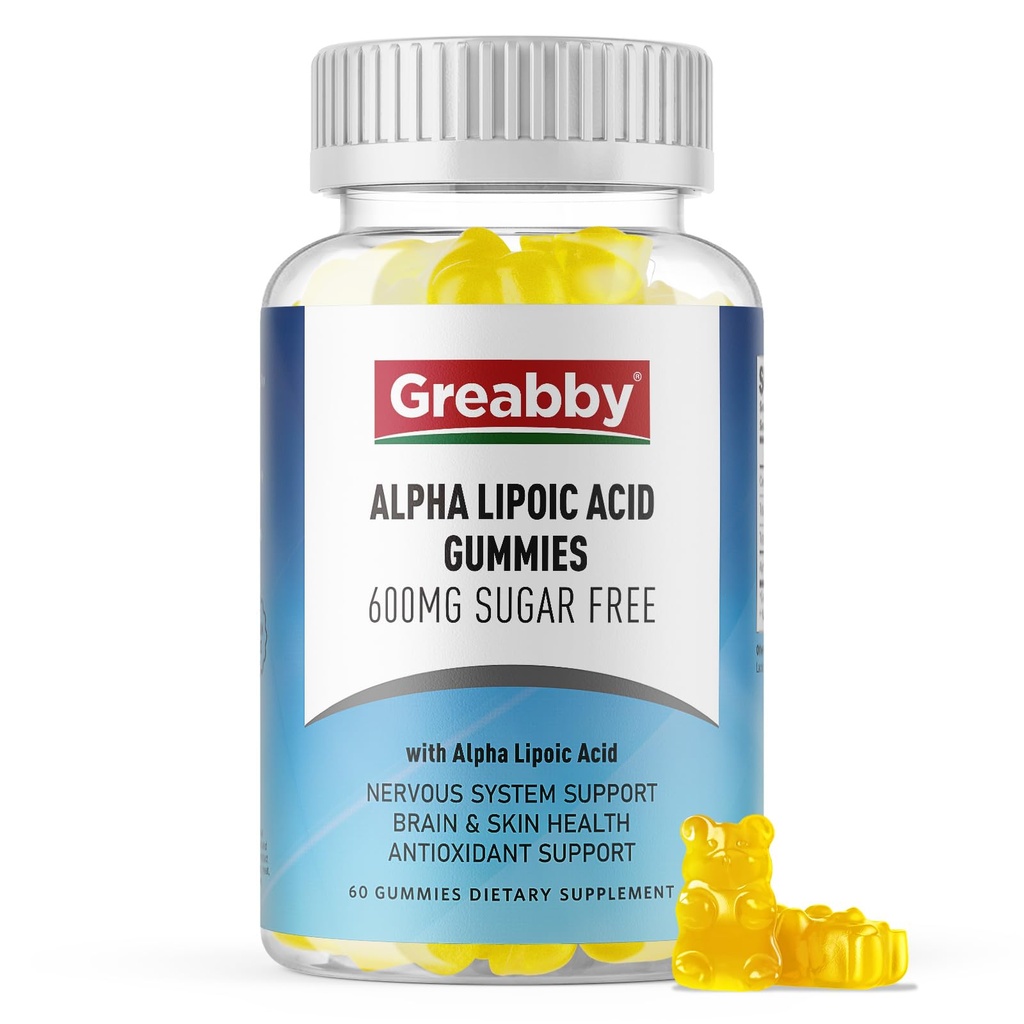 Alpha Lipoic Acid 600mg Gummies, Sugar Free Chewable R Lipoic Acid Supplement for Antioxidant & Nervisive System Support, Brian & Skin Health, Ananás Flavor, 60 Počet