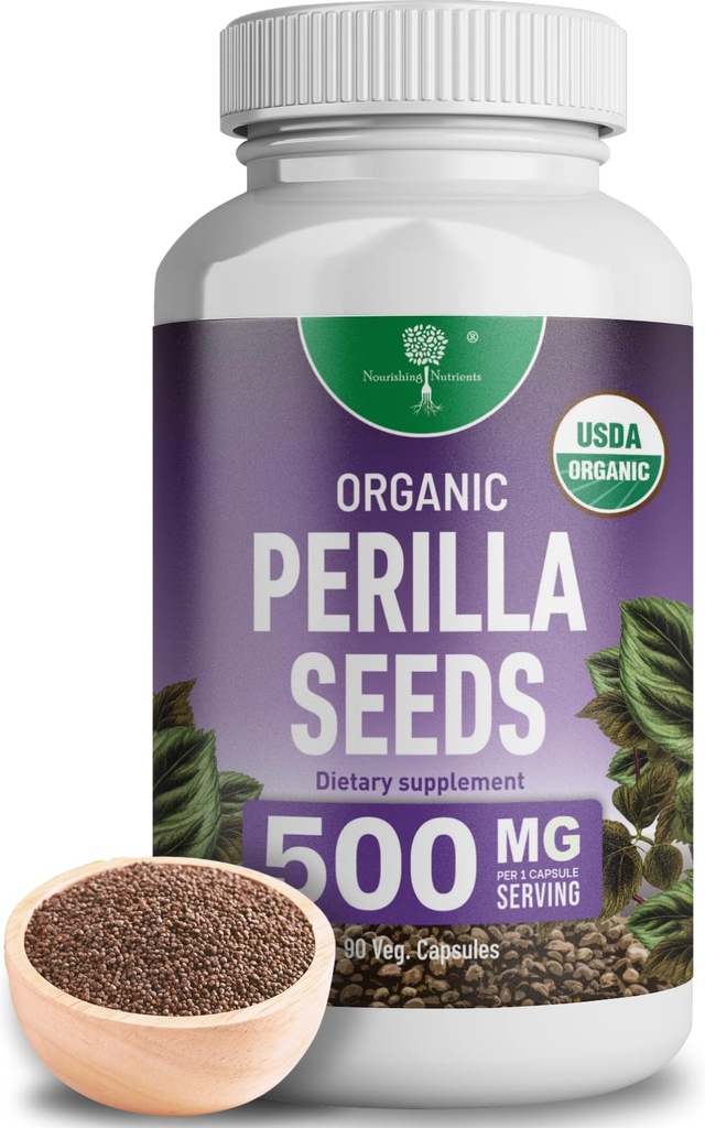 Organické Perilla Seed extrakt s 9% kyselina rosmarínová - USDA Certified - Alergie Relief, Respiration and Imunity Booster- Th2 Cytokines, Prirodzene dochádza luteolín - 500mg 90 kapsúl