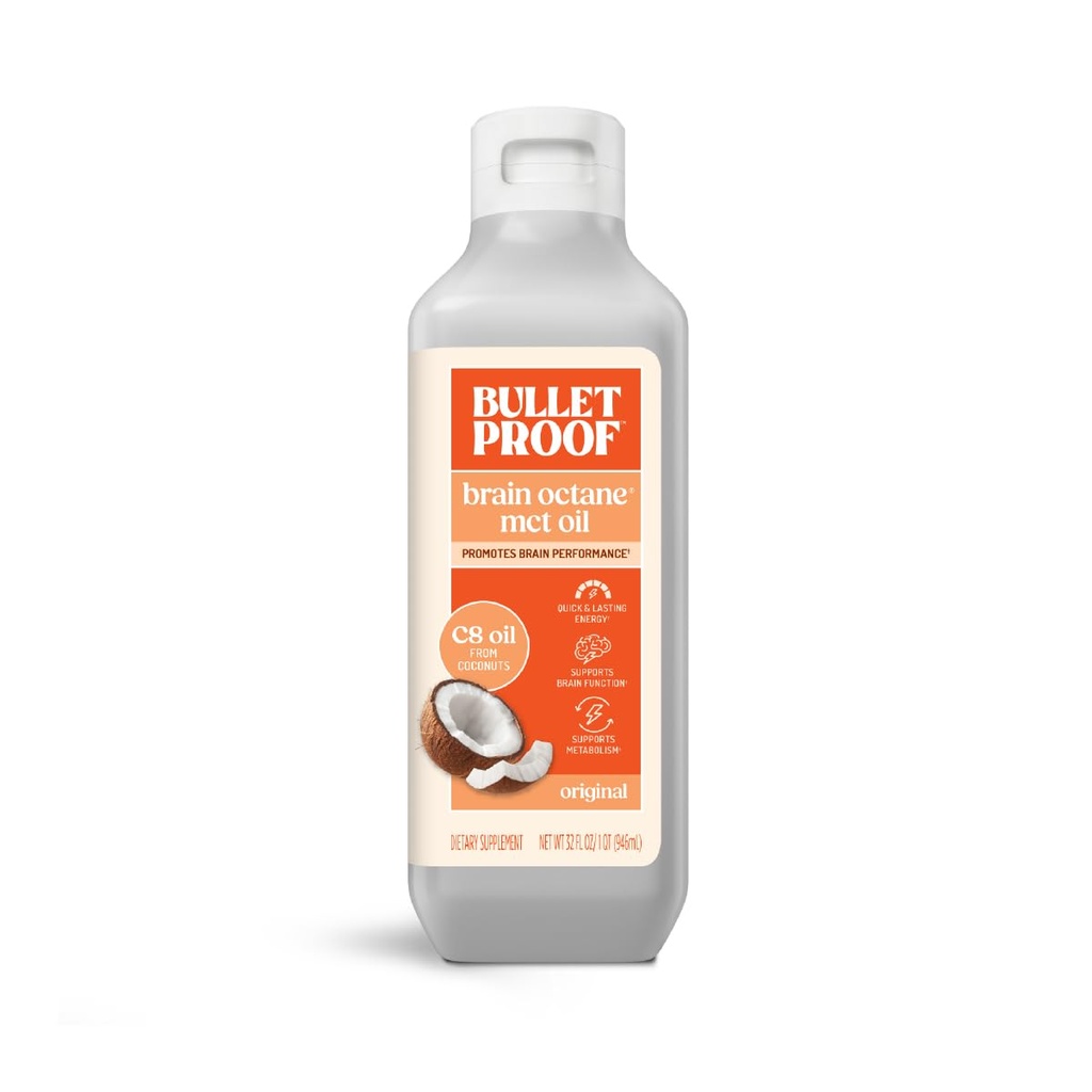 Nepriestrelný mozog Octane C8 MCT olej, 32 ounces, Keto doplnok pre trvalú energiu a menej chute