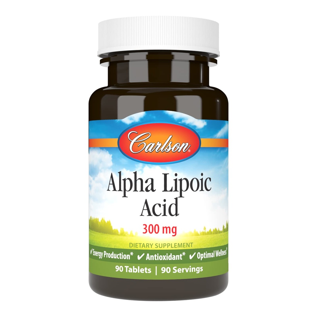 Carlson - Alpha Kyselina lipoová, 300 mg, podporuje výrobu energie, 90 tabliet