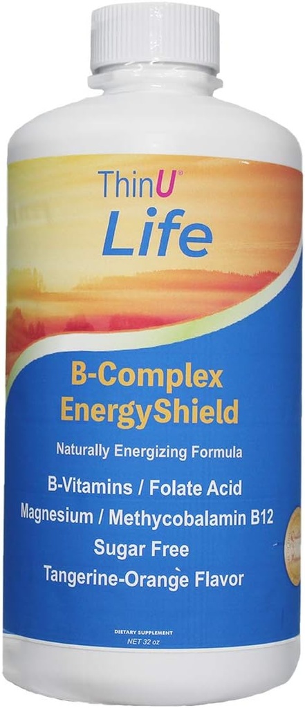 EnergySheeld Tekutý B-vitamín komplex, 32 oz, Všetky B vitamíny, ktoré potrebujete, Anti-stres, imunita, Imunita, Imunitný systém Podpora, Energia, Folát, Niacín, Podpora krvi