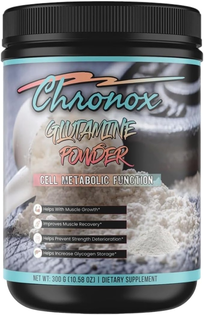 Chronox Organic Glutamín prášok - Posilňuje bunkový metabolizmus a fyzickú výkonnosť - Glutamín doplnok pre svalové opravy a obnovu - Glutamín prášok Organické zlepšuje úrovne fitness