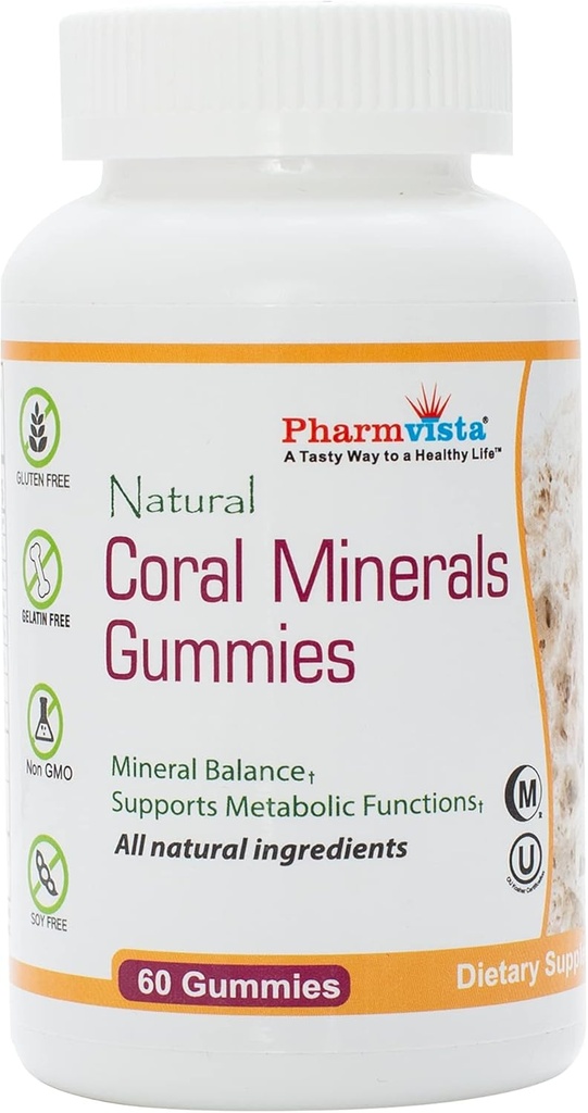 Koralové kalcium Gumies s stopovými minerálmi - chutné, vegánske, bezlepkové Gumičky s prírodným vápnikom a vitamínom D3, 60 Počet
