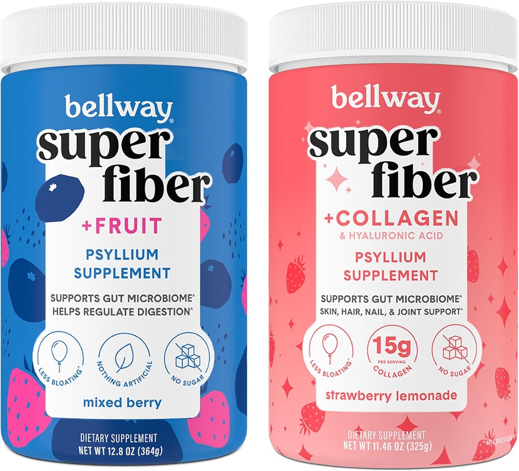 Bellway Super Fiber Powder + Ovocie, zmiešané Berry Super Fiber Powder + Kolagén, Strawberry Lemonade