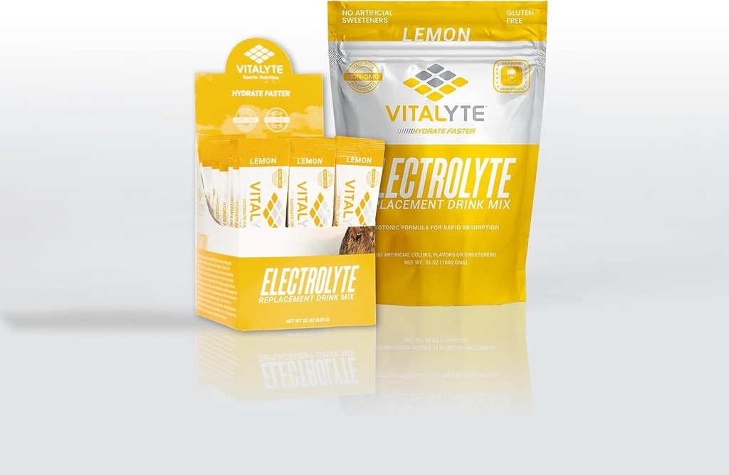 Vitalyte Electrolyte Powder Drink Mix Bundle, 1 Standup Pouch + 25 gróf paket, Lepidlo Free Post Cvičenie Powder Drink Mix, Citrónová chuť