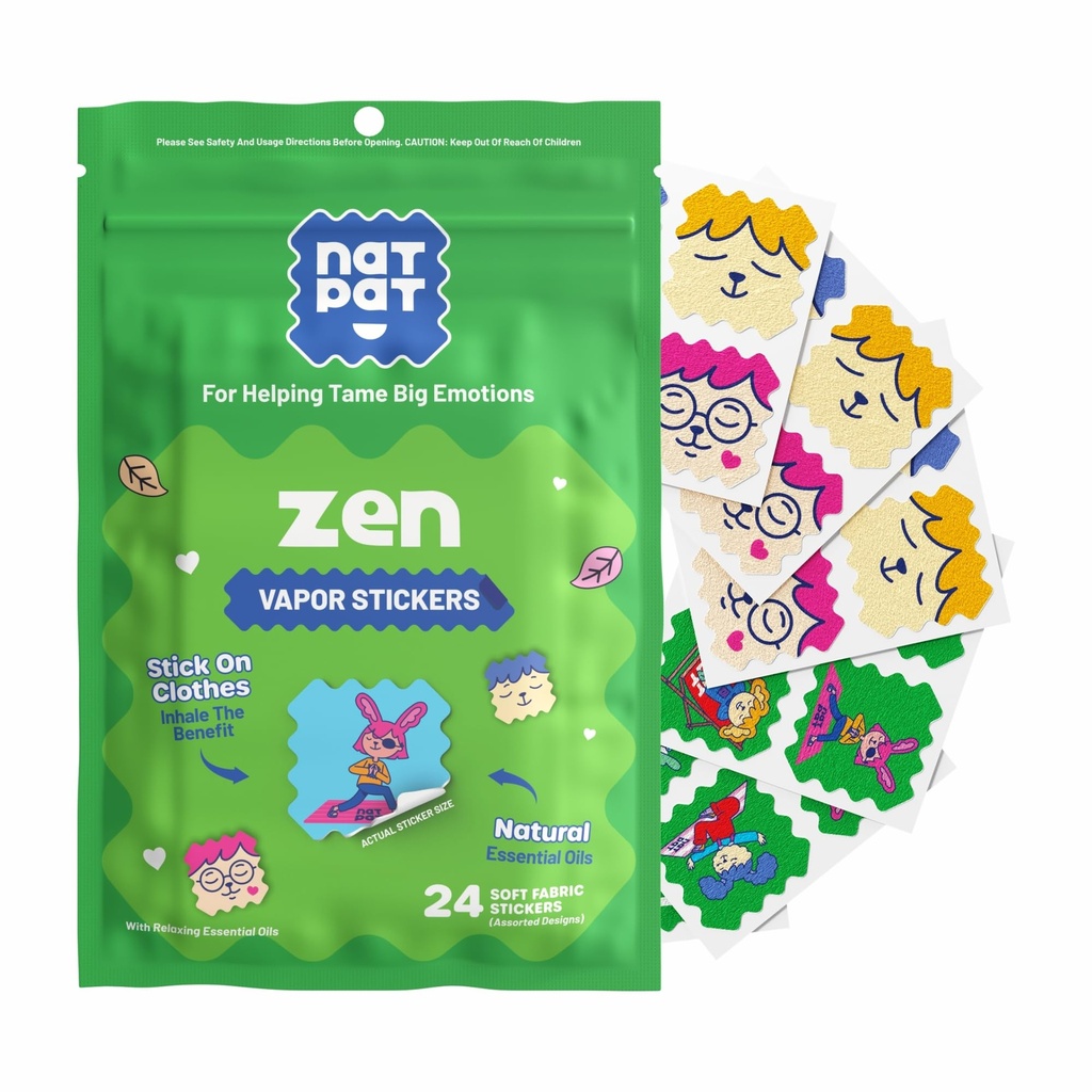 NATPAT Zen Patch Mood upokojujúce lepidlá pre deti a dospelých - Chemické a drogové bez, Podpora nálady pre relaxáciu, pokoj a emócie nariadenie - BuzzPatch Natural Patch (24 balenie)