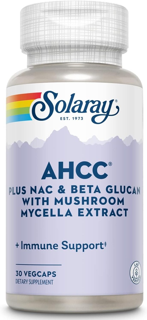 SOLARAY AHCC + NAC & Beta Glucan, Veg Cap (Btl-Plastická) 