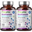 biofix B-3 nikotínamid 500 mg 180 Caps 2 balenie - Nicotinic Amide Niacin Natural Flush-free vitamín Formula - podporuje zdravie buniek kože
