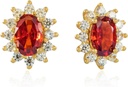 14K Žlté zlato Plátované 925 Sterling Silver Red Cubic Zirconia Náušnice pre ženy