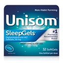 Unisom SleepGels, Nočný spánok, Difenhydramín HCI 50 mg, 32 SoftGels